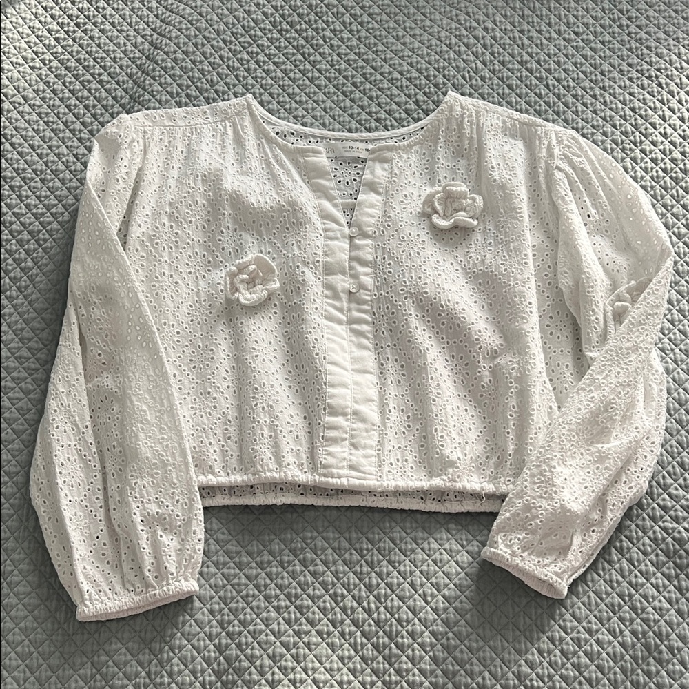Zara Kids Cotton Eyelet Crop Shirt